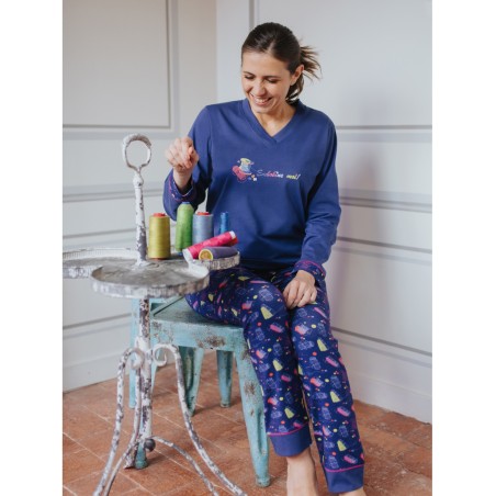 Pyjama Bleu Bobines – Rose Pomme