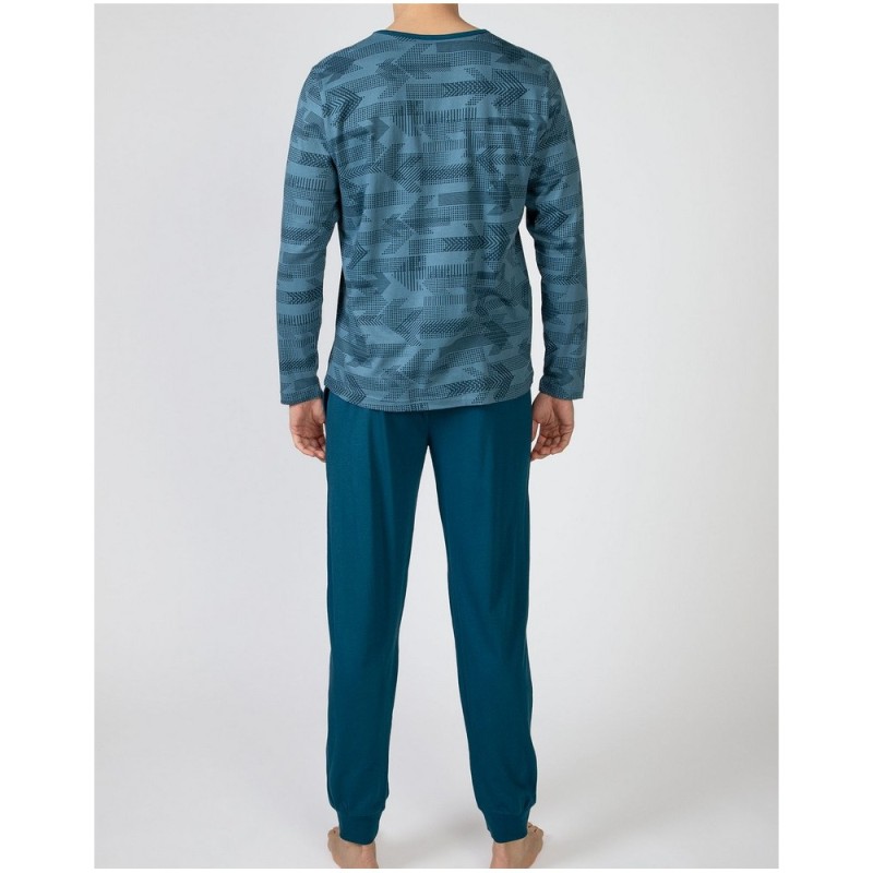 Pyjama long coton imprimé bleu – Massana