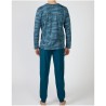Pyjama long coton imprimé bleu – Massana Pyjama long coton imprimé bleu – Massana