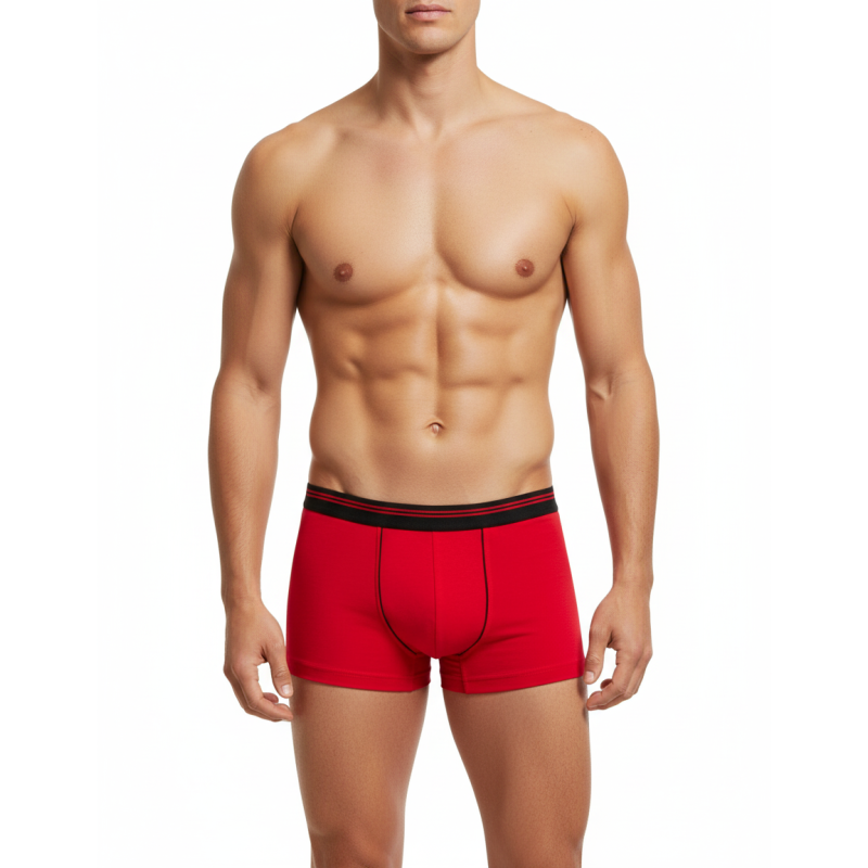 Boxer homme rouge flamme coton bio