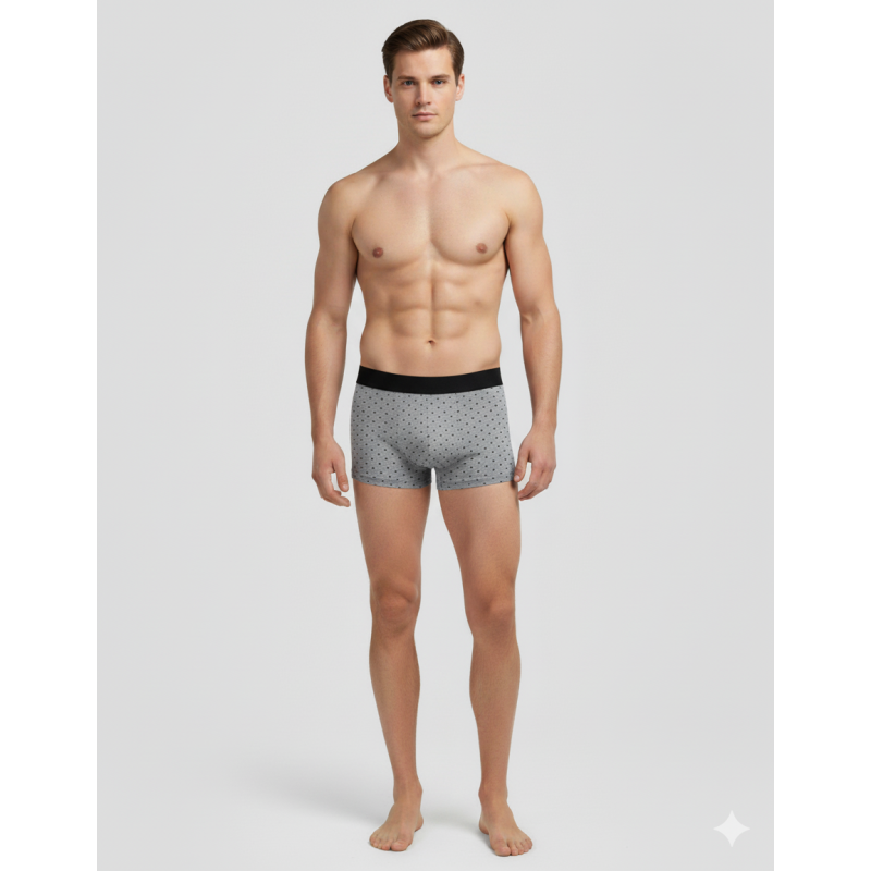 Boxer homme pois gris coton bio imprimé noir et blanc