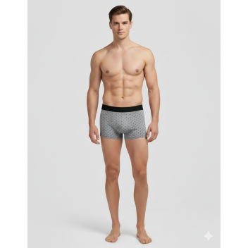 Boxer homme pois gris coton bio imprimé noir et blanc
