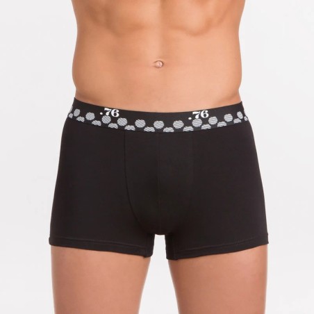 Boxer homme noir et blanc coton bio stretch – imprimé pois