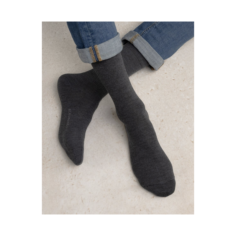 Duo Chaussettes Laine Mérinos Intérieur Coton – Bleuforêt