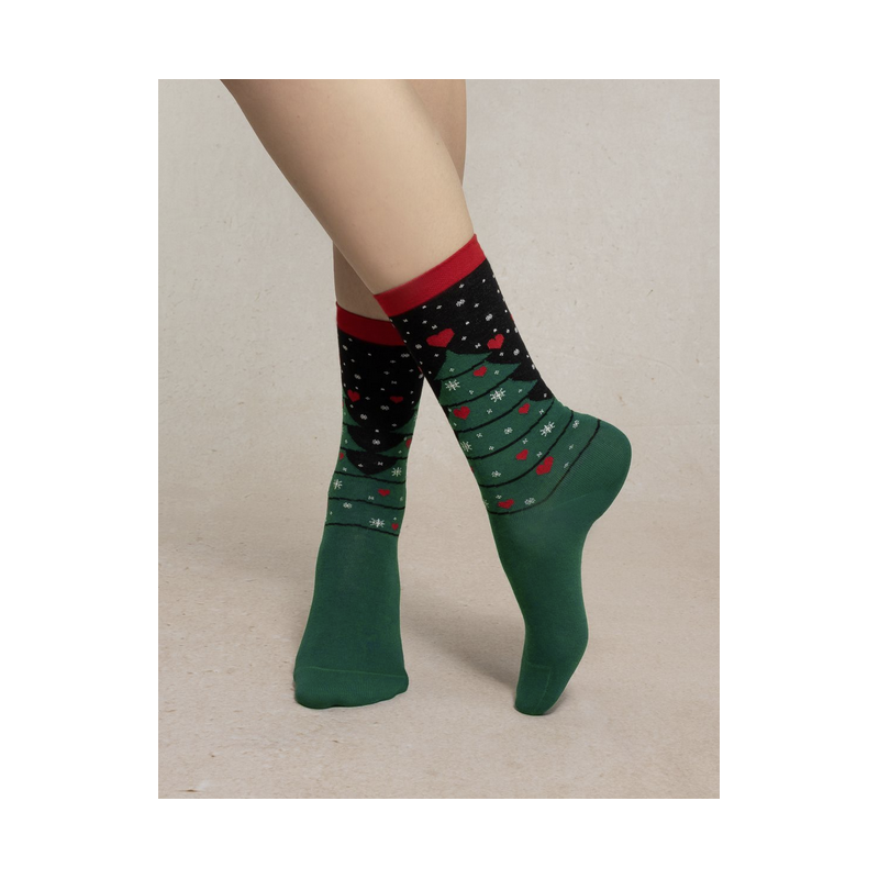 Chaussettes motif Sapin – Femme – Bleuforêt