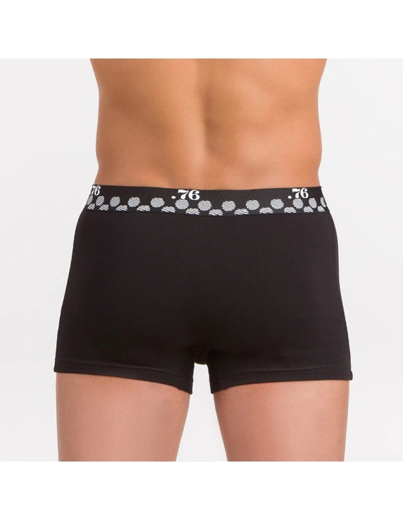 Boxer homme noir et blanc coton bio stretch – imprimé pois