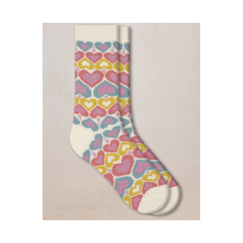 Chaussettes cachemire motif Cœurs – Bleuforêt