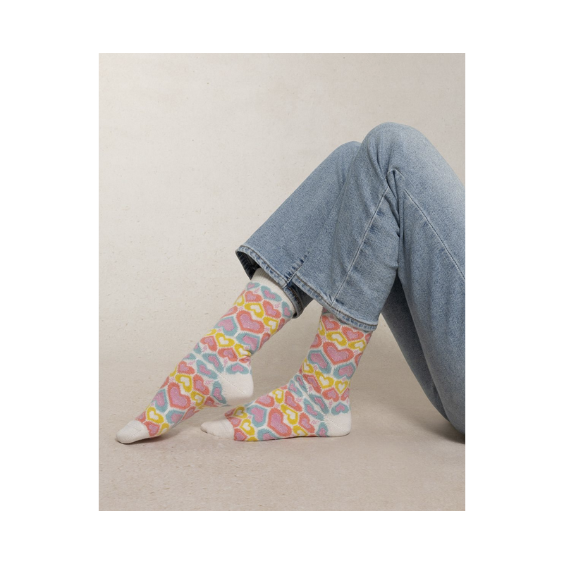Chaussettes cachemire motif Cœurs – Bleuforêt