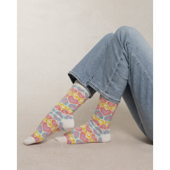 Chaussettes cachemire motif Cœurs – Bleuforêt