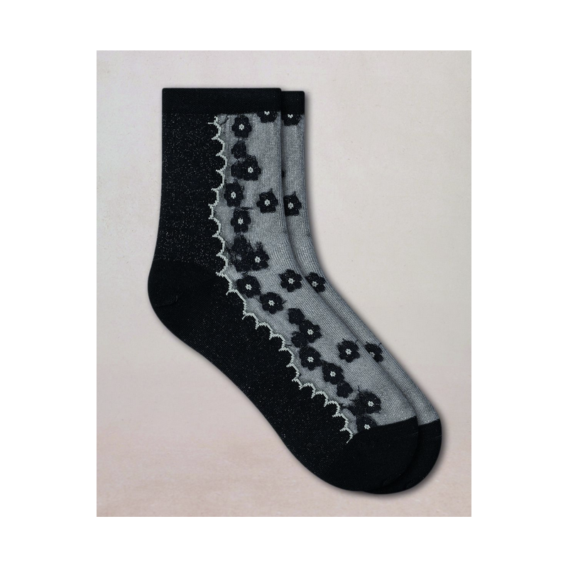 SOCQUETTES TRANSPA FLEURS