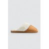 Chaussons maison effet daim camel