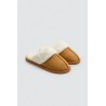 Chaussons maison effet daim camel