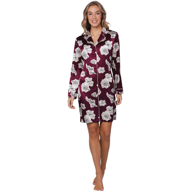 Liquette Chemise de Nuit - Rouge Bordeaux Satin