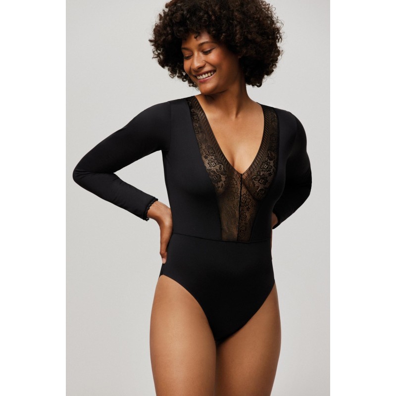 Body manches longues col en V Ysabel Mora
