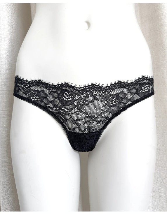 Culotte brésilienne dentelle noire Daphne – Lingerie féminine raffinée
