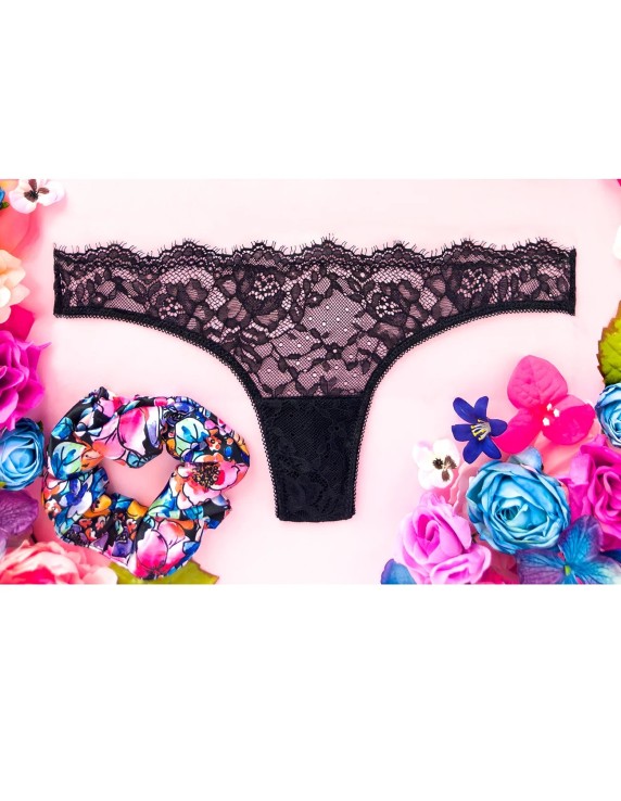 Culotte brésilienne dentelle noire Daphne – Lingerie féminine raffinée