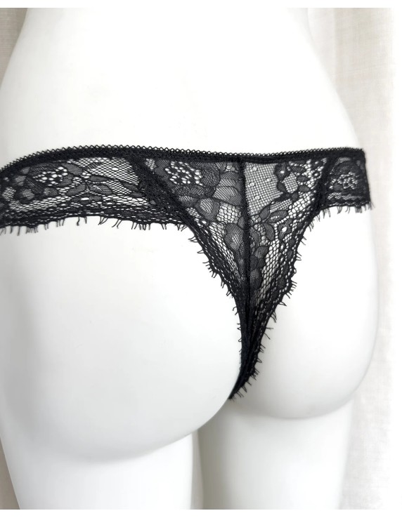 Culotte brésilienne dentelle noire Daphne – Lingerie féminine raffinée