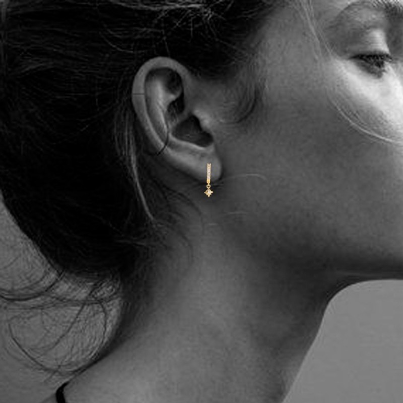 By Garance – Boucles d’oreilles Sila étoile (dorées & zirconium)