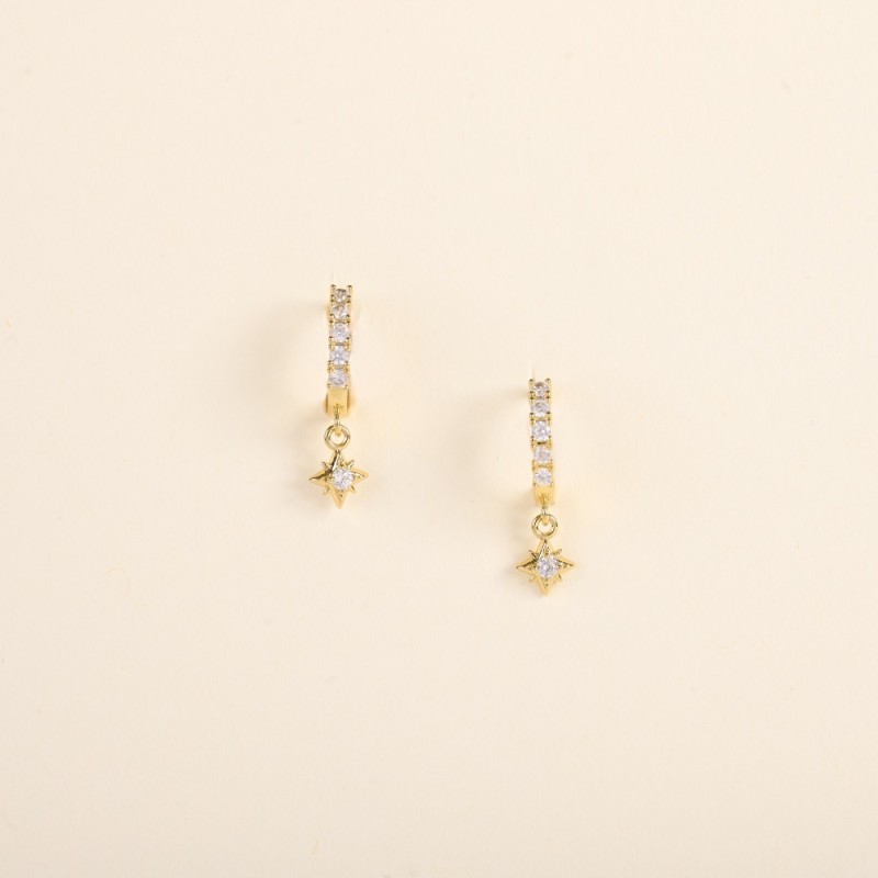 By Garance – Boucles d’oreilles Sila étoile (dorées & zirconium)