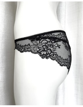 Slip Black Rose Precious dentelle noire et satin rose