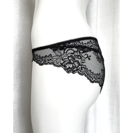 Slip Black Rose Precious dentelle noire et satin rose
