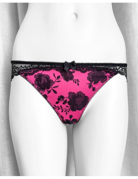 Slip Black Rose Precious dentelle noire et satin rose