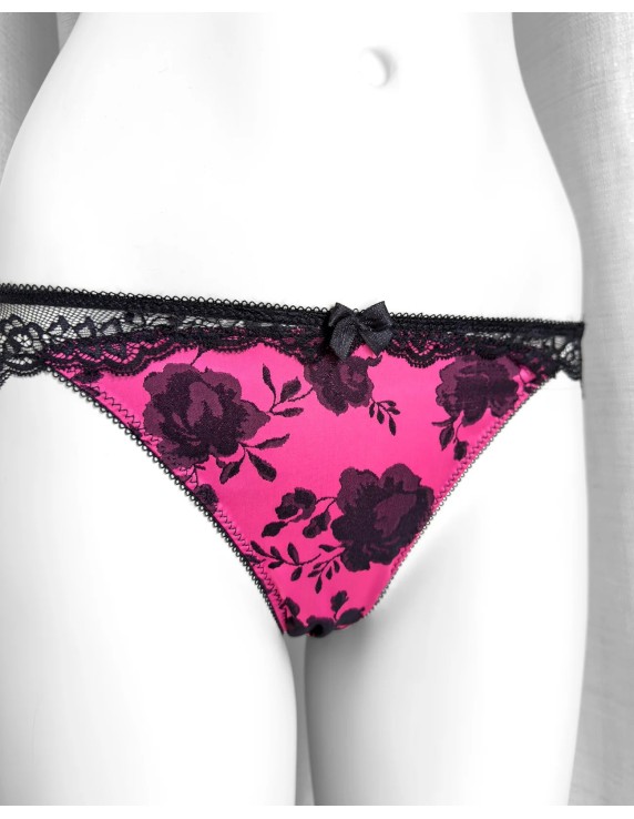 Slip Black Rose Precious dentelle noire et satin rose