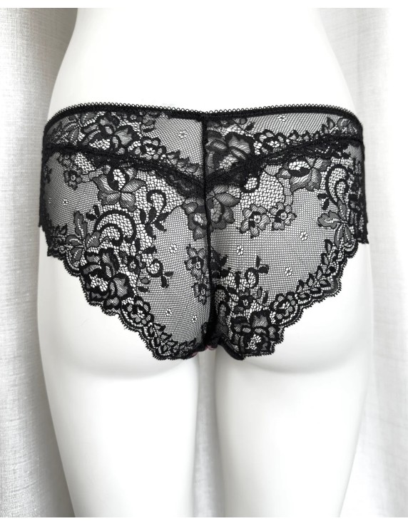 Slip Black Rose Precious dentelle noire et satin rose