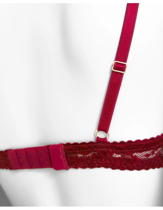 Soutien-gorge non rembourré dentelle bordeaux florale