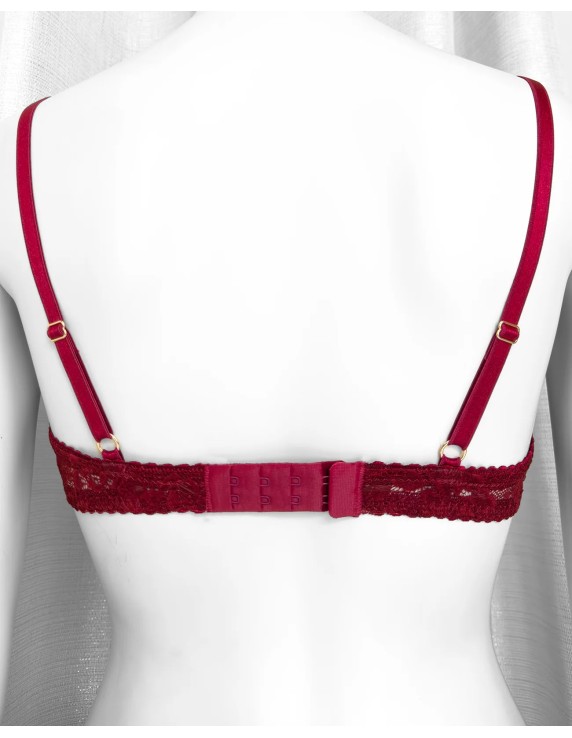 Soutien-gorge non rembourré dentelle bordeaux florale