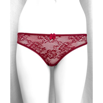 Slip dentelle bordeaux Agatea taille haute moyenne