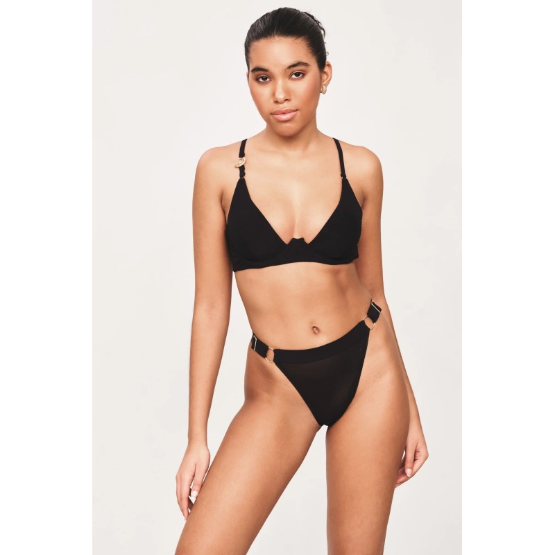 culotte triangle Femynal tulle semi-transparent et détails dorés – lingerie italienne