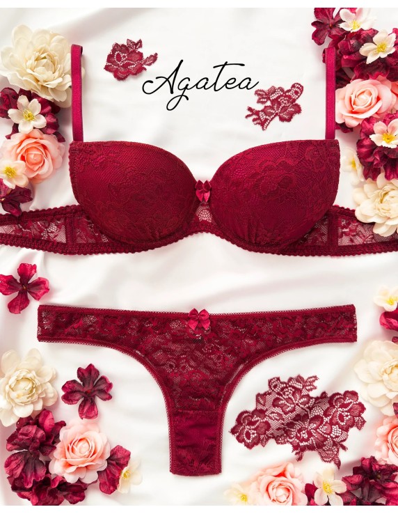 Brésilienne dentelle bordeaux Agatea Passion – coupe taille normale
