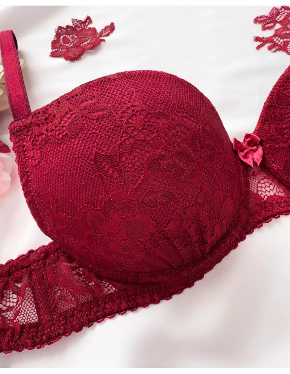 Soutien-gorge push-up dentelle bordeaux Agatea Passion