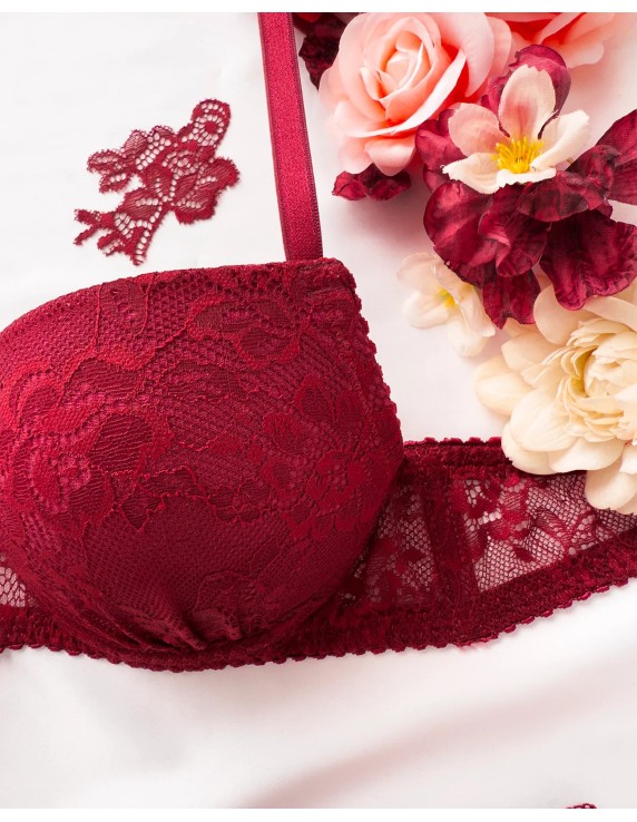 Soutien-gorge push-up dentelle bordeaux Agatea Passion