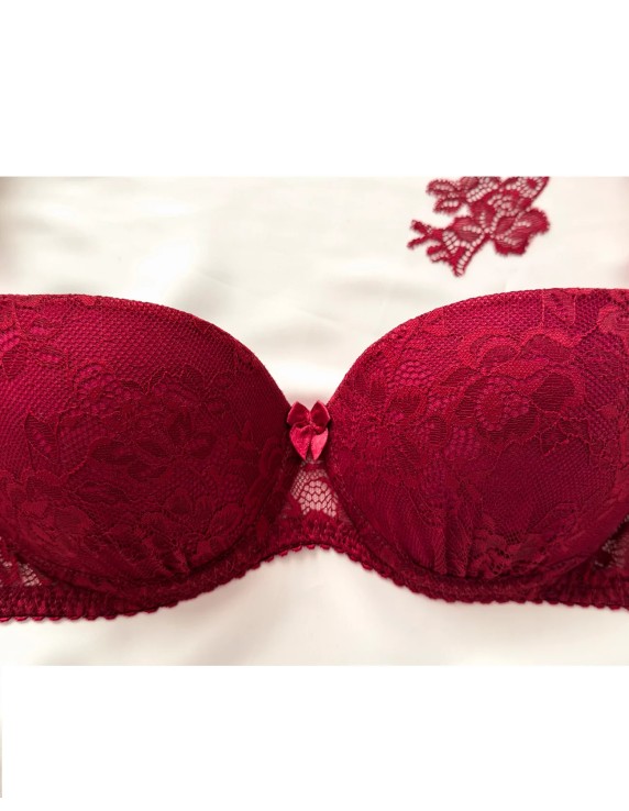 Soutien-gorge push-up dentelle bordeaux Agatea Passion