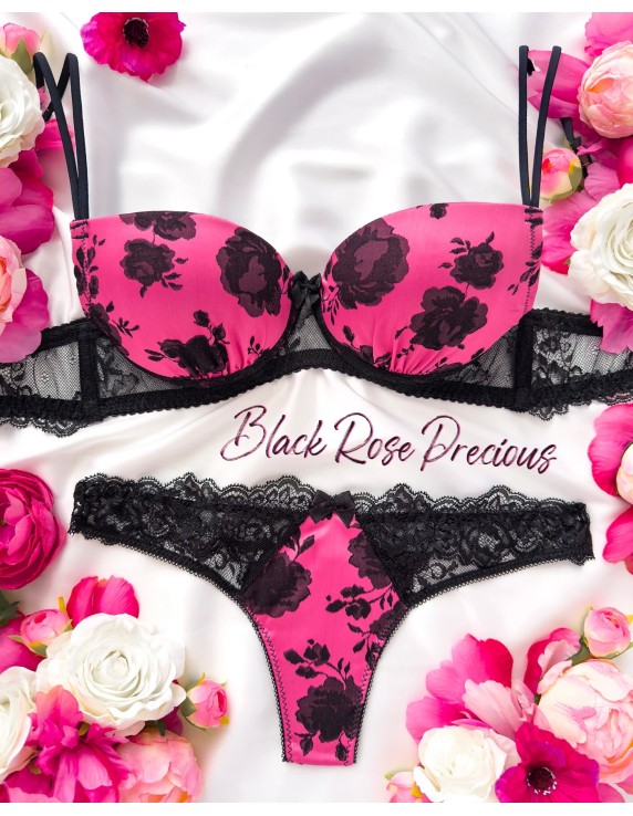 Soutien-gorge push-up Black Rose Precious – Pink Edition
