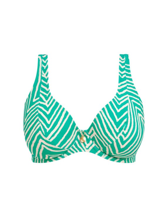 Haut de bikini Fiji Falls vert jade – Armatures et décolleté plongeant – Freya