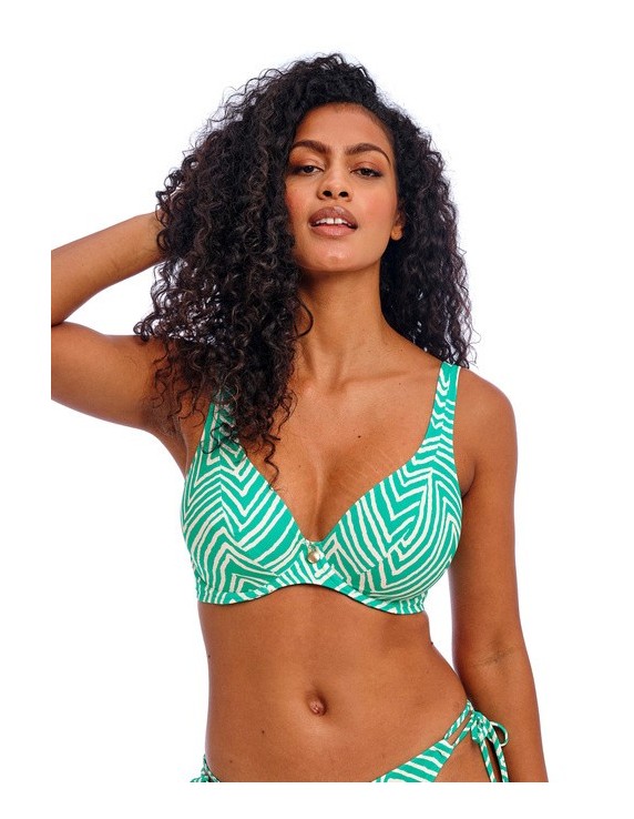 Haut de bikini Fiji Falls vert jade – Armatures et décolleté plongeant – Freya