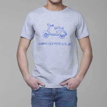 T-shirt homme coton bio gris – DOT76 Vespa "Wanna go for a ride?"