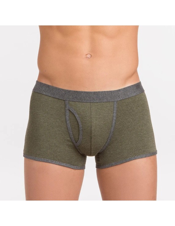 Boxer homme coton bio – DOT76 Melange bleu nuit ou kaki | Félicià Intima