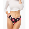 Tanga brésilien Kiss Me – imprimé lèvres & cœurs, dos dentelle noire