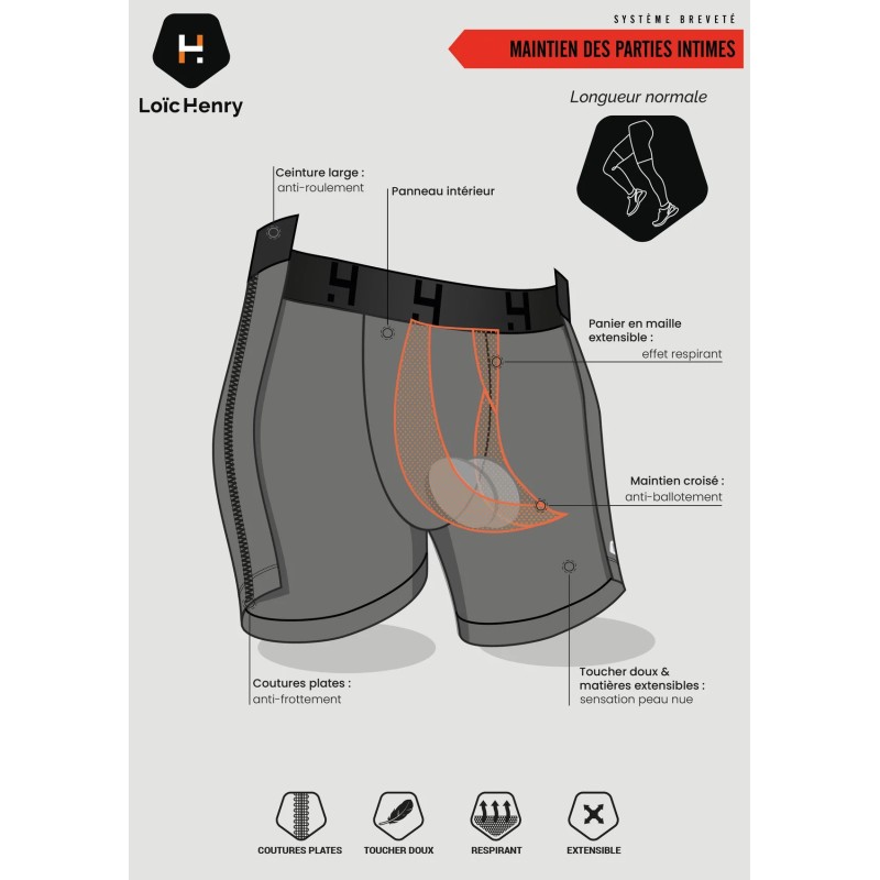 Boxer coton All Black – Loïc Henry KBD001N2 | Sous-vêtement homme